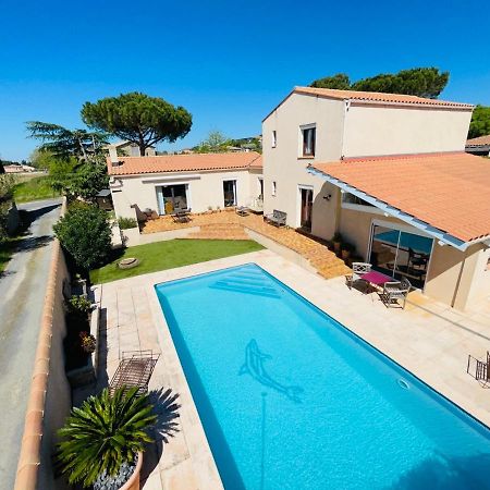 Annexe Des Pins - Studio Gite Avec Piscine & Climatisation Villeneuve-lès-Béziers Buitenkant foto